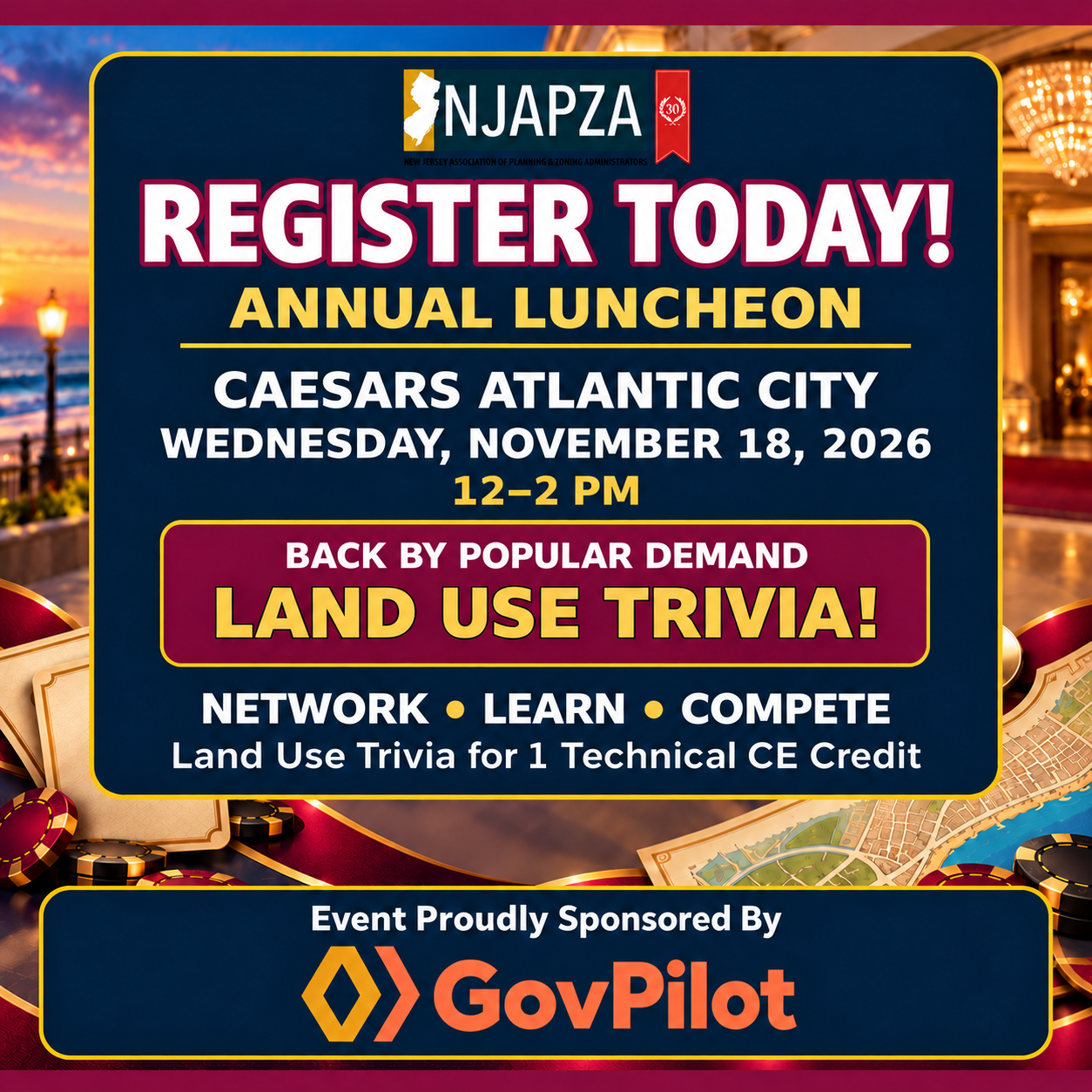 NJAPZA event flyer with GovPilot sponsor